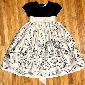 Vintage Sugar Plum NY Holiday Dress Girls Size 4 Black Velvet Satin Bow Satin